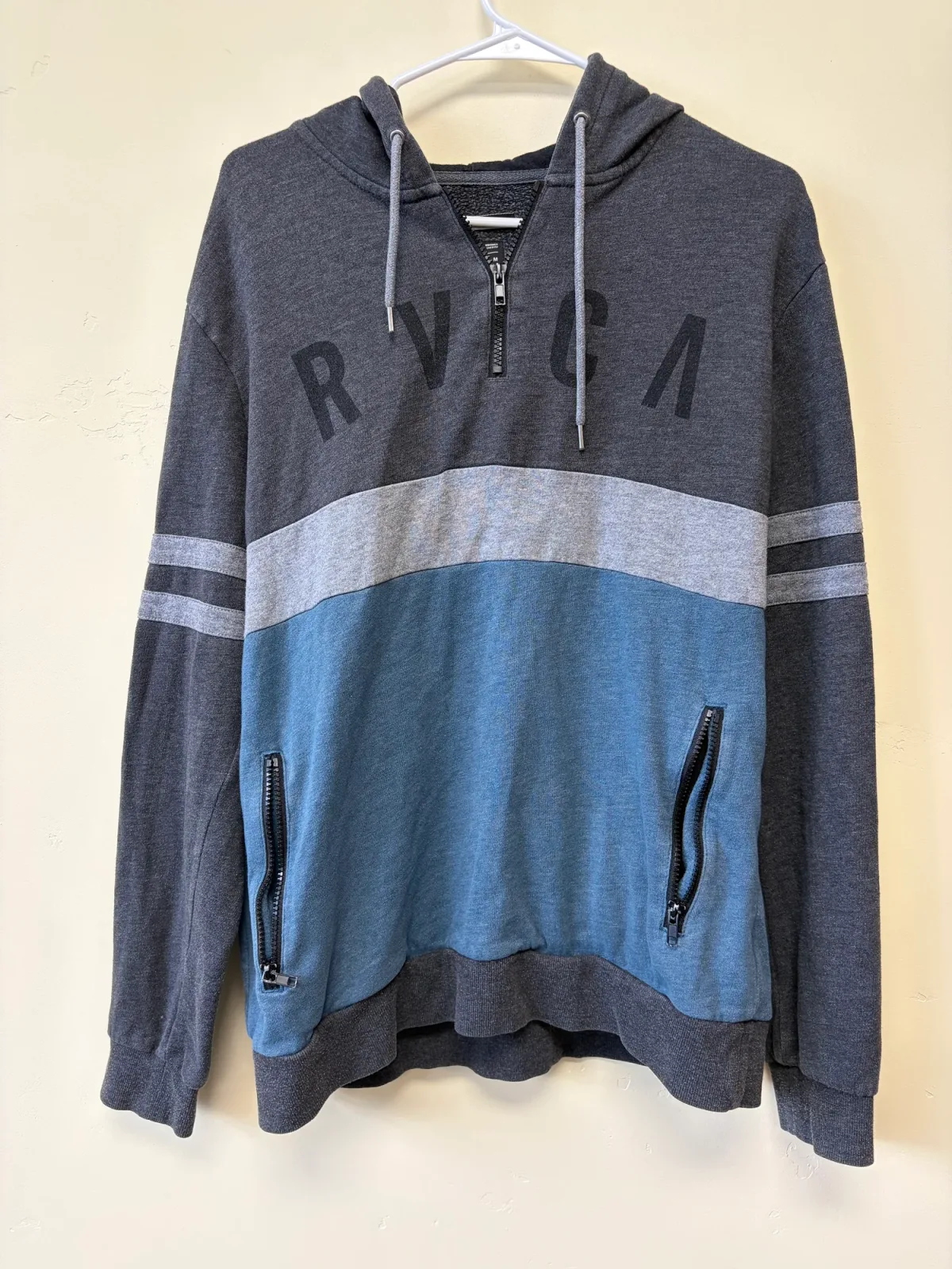 RVCA Mens Graphic Colorblock 1/4 Zip Pullover Hoodie Sweatshirt Multi photo 2