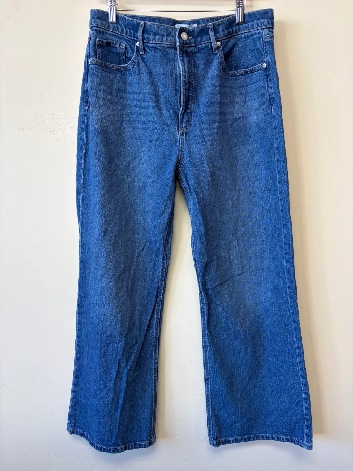 LOFT High-Rise Wide-Leg Cropped Jeans in Bright Medium Stonewash - Women's Size 31 / 12 photo 2