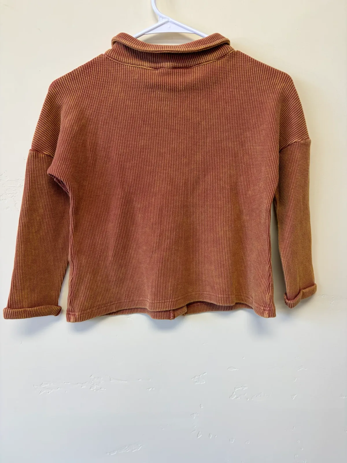 Tiny Whales Kids NWT Moon Child Waffle Thermal Utility Shirt Jacket - Clay/Rust Orange, Size 6Y photo 3