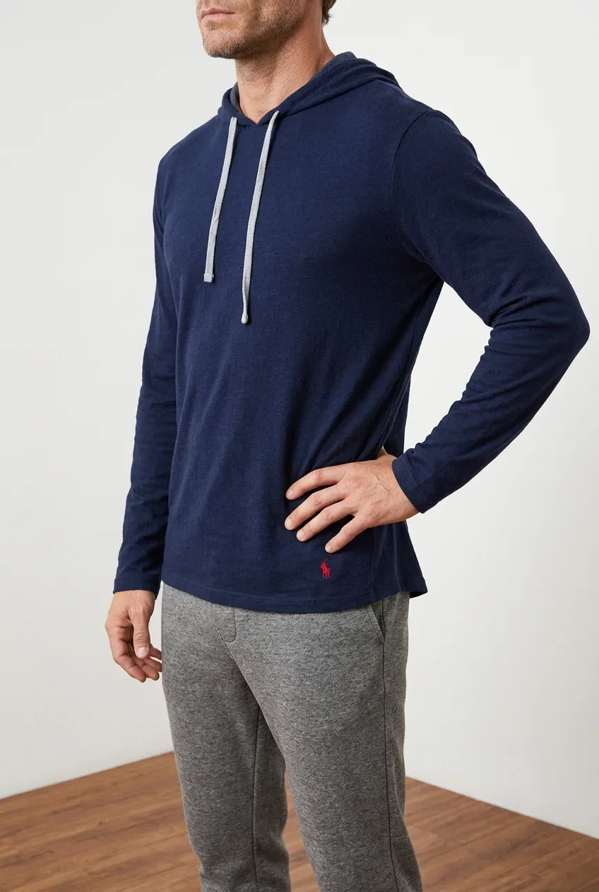 Polo Ralph Lauren Mens Supreme Comfort Jersey Hoodie Long Sleeve Navy Blue