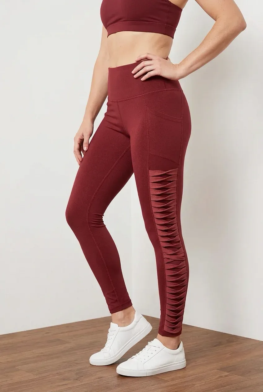 Athleta Salutation 7/8 Tight in Powervita Lattice Side-Detail Leggings — Size Medium