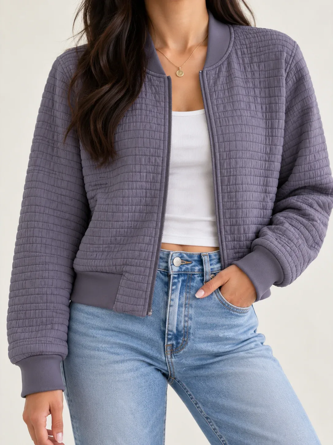 Lululemon Women's Dusky Lavender Non-Stop Reversible Bomber Quilted Jacket Size 8
