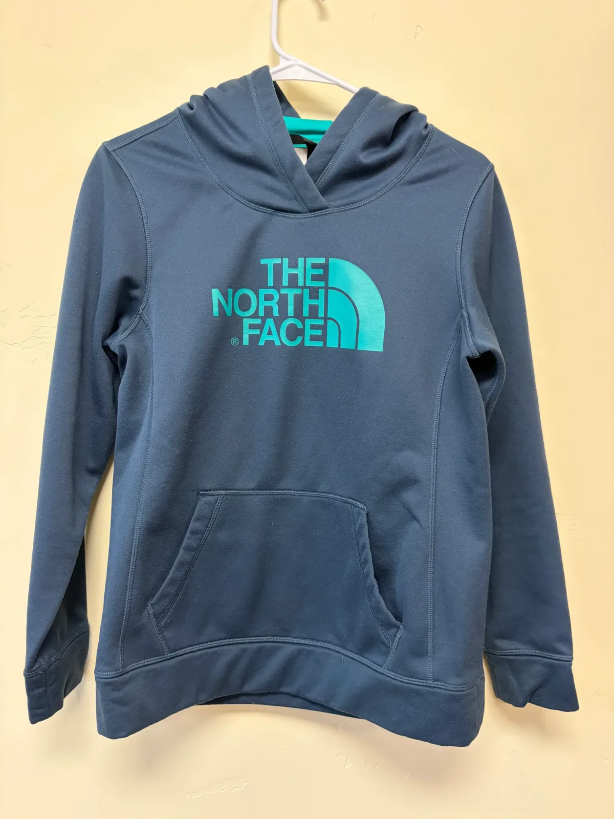 The North Face Women's Half Dome Logo Pullover Hoodie Size Medium Teal Blue photo 2