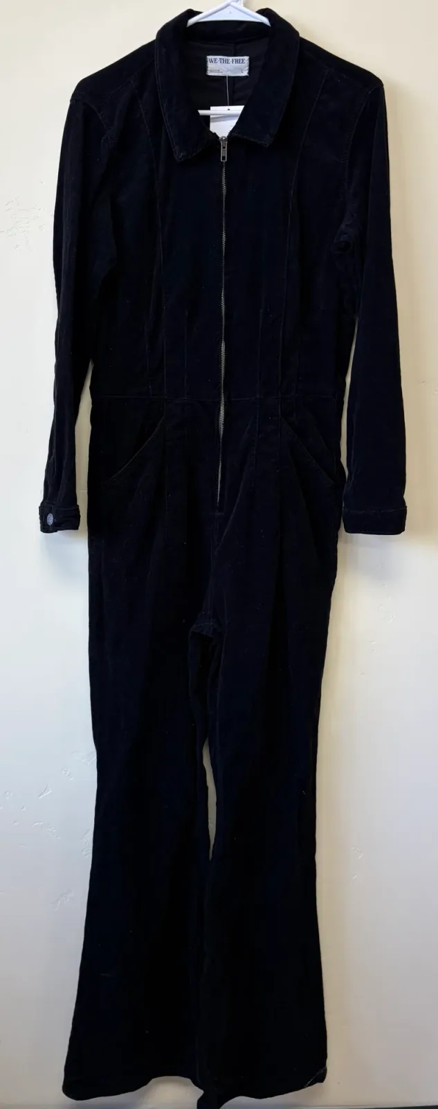 Free People We The Free Jayde Corduroy Flare Leg Jumpsuit - Onyx Black, Size Large photo 2
