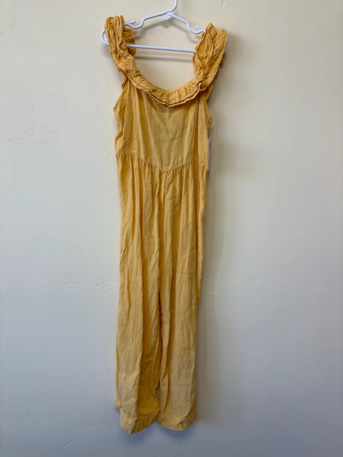 Zara Kids Girls’ Ruffled Open Back Linen Jumpsuit - Marigold Yellow, Size 8 (128 cm) photo 2