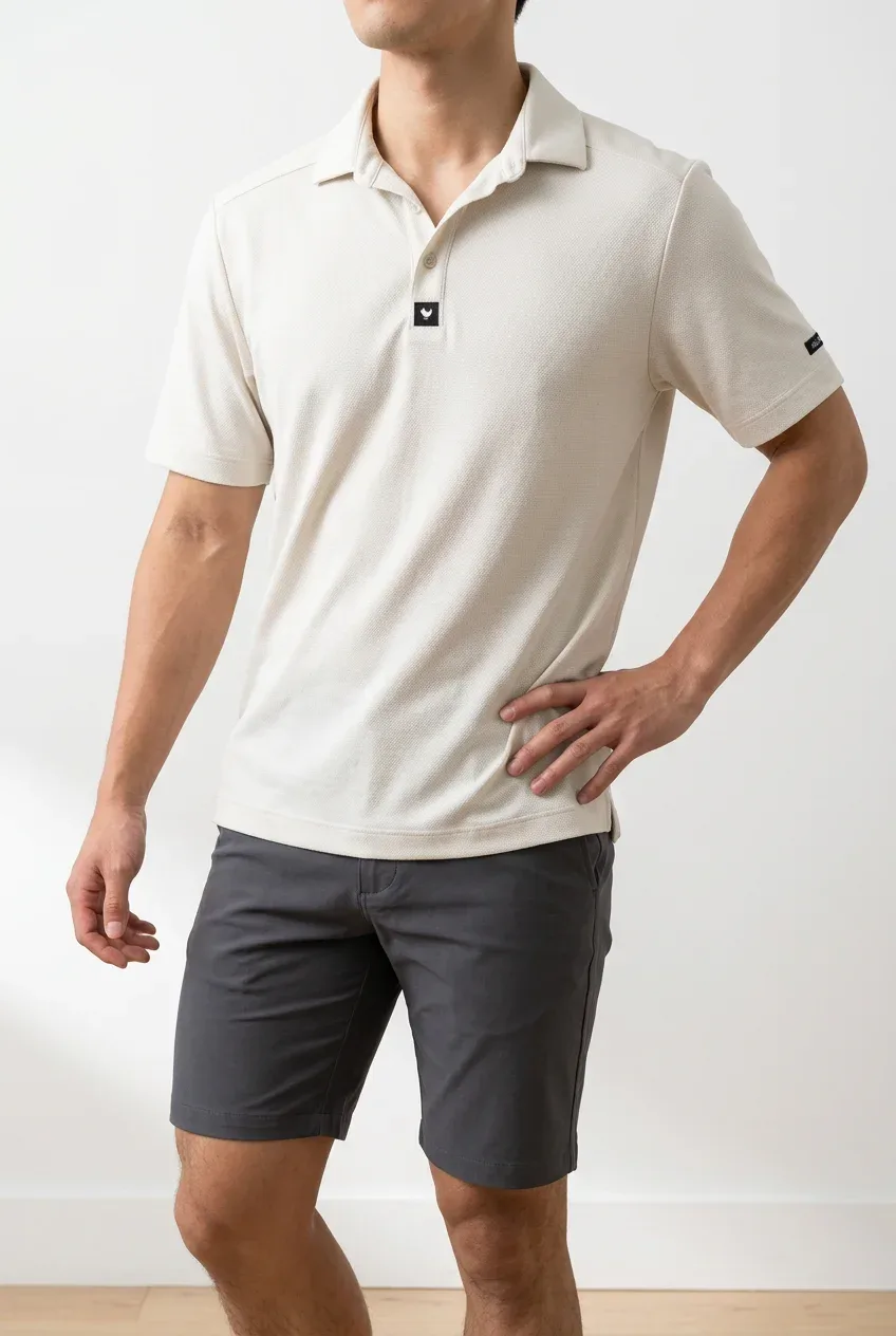 Bad Birdie Mens Performance Golf Polo Shirt Solid White Off White