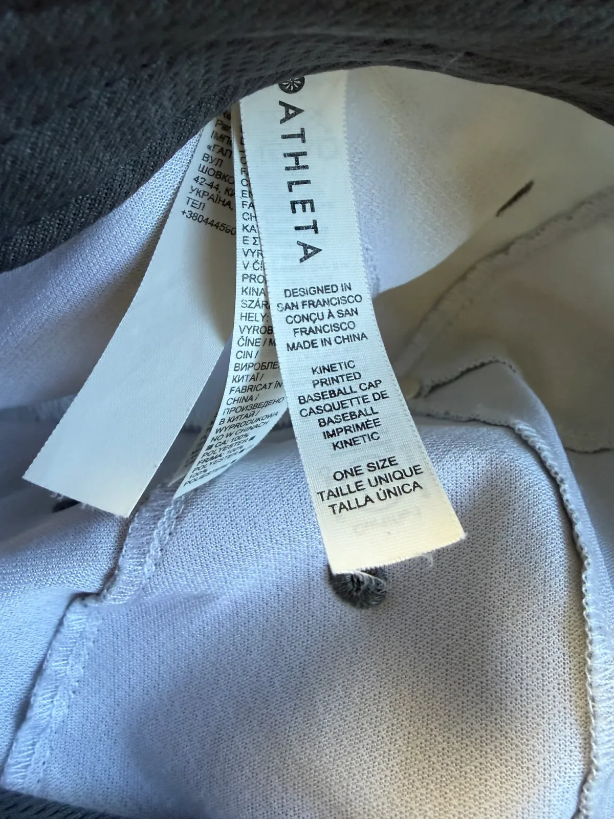 Athleta Kinetic Printed Baseball Cap Riptide Gray Blue Tie-Dye Running Hat - One Size OS photo 4