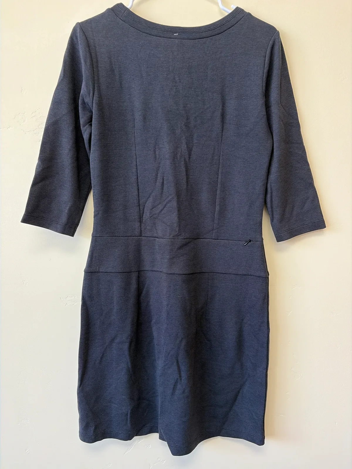 Horny Toad Charcoal Grey Ribbed Knit 3/4 Sleeve Drop Waist Sheath Dress Size S photo 3