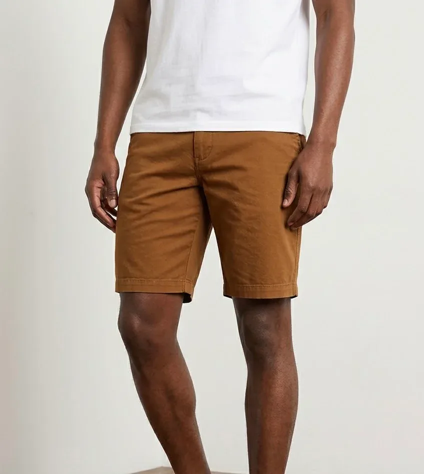 Banana Republic Men's Classic Flat Front Chino Shorts - Cognac Brown