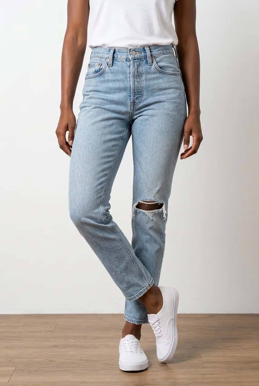 Levi's Wedgie Straight High-Rise Distressed Jeans - Size 24