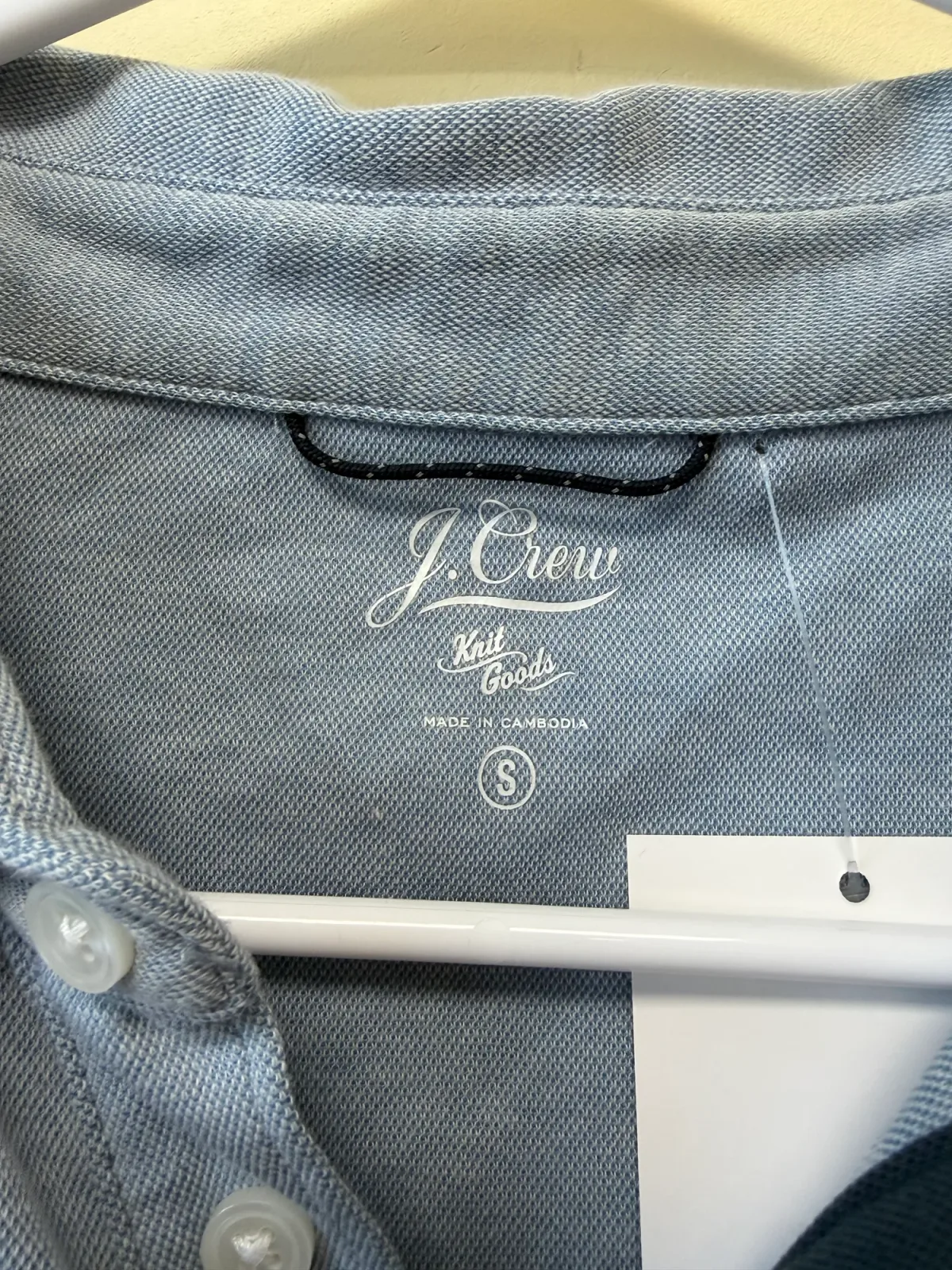 J.Crew Mens Textured Short Sleeve Polo Shirt Heathered Blue Gray photo 4