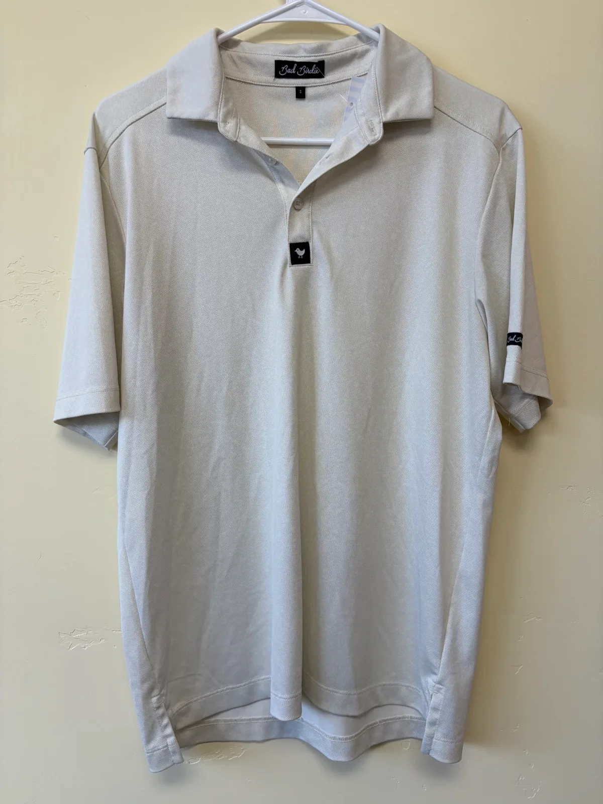 Bad Birdie Mens Performance Golf Polo Shirt Solid White Off White photo 2