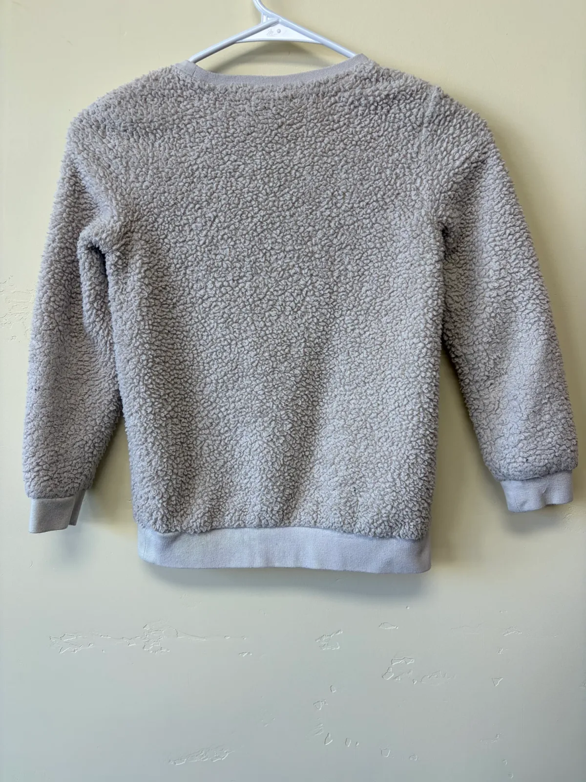 Nike Girls’ Plush Sherpa Fleece Teddy Crewneck Sweatshirt - Off-White Oatmeal, Size 6X photo 3