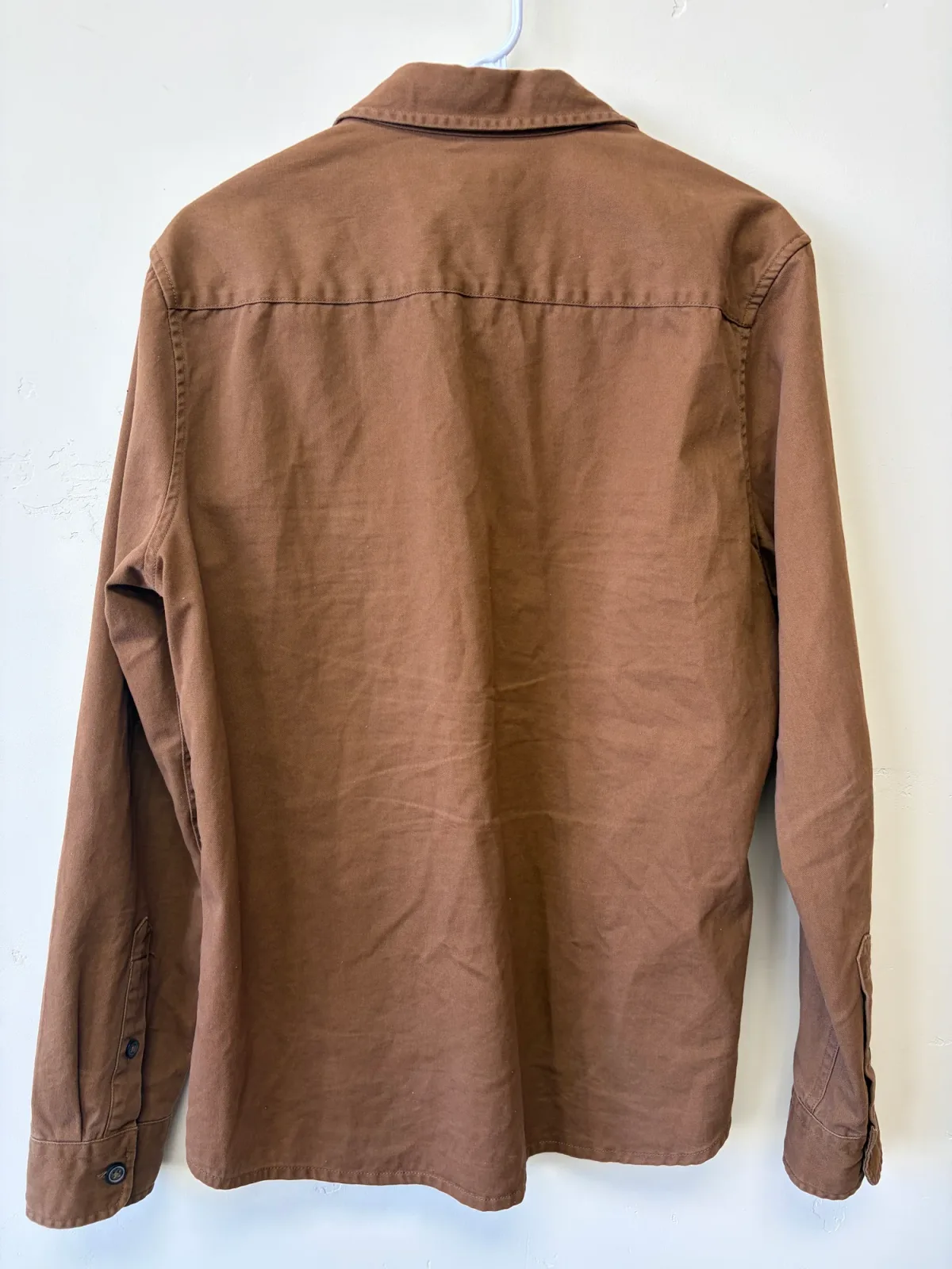Aéropostale Men’s Canvas Utility Button-Down Shirt Jacket - Saddle Brown, Size Small photo 3