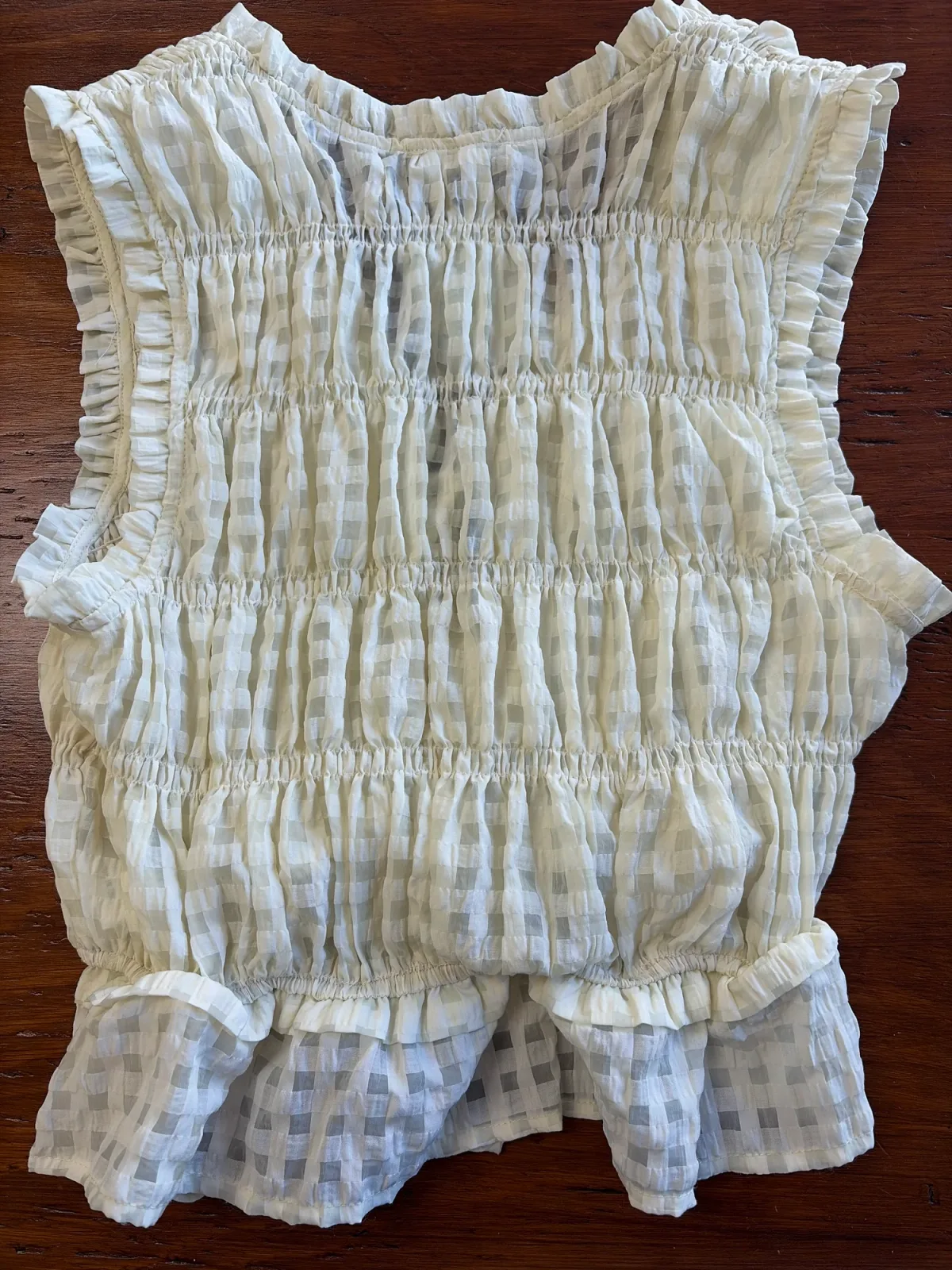 Foto 3 de Storia Women’s Cream Textured Tie-Front Ruffle Blouse Size Large