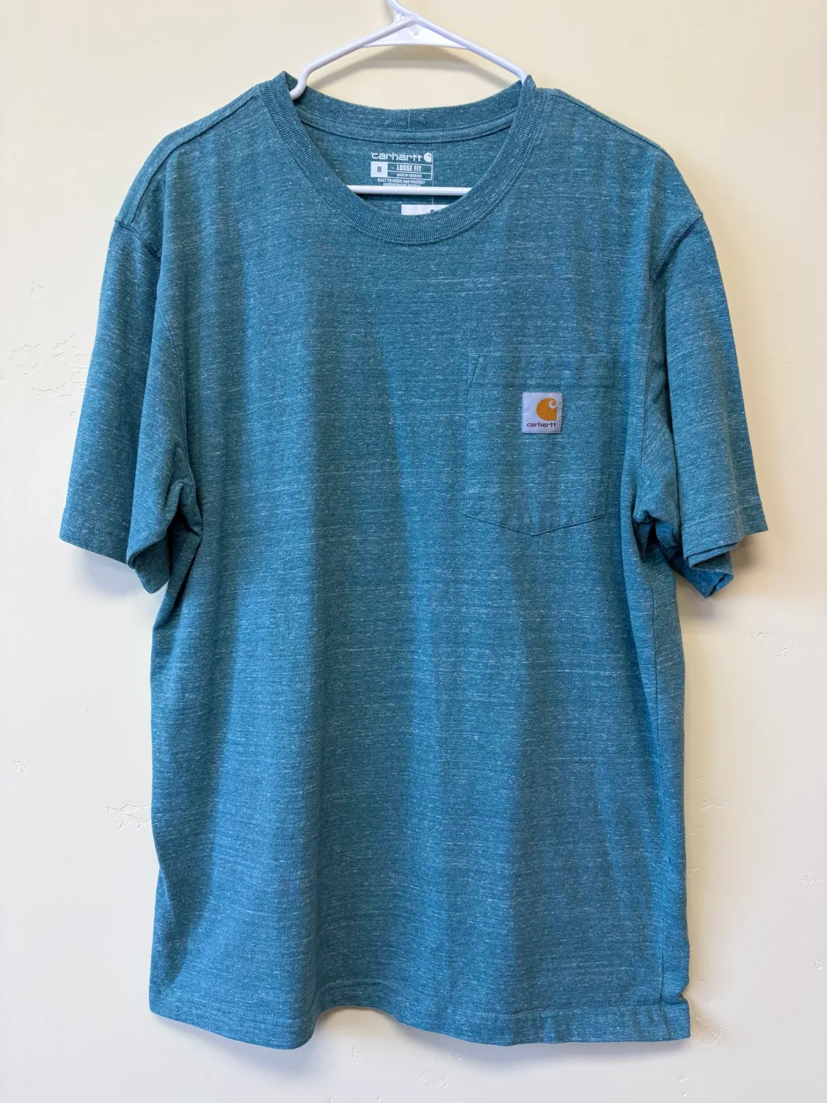Carhartt K87 Loose Fit Heavyweight Pocket T-Shirt, Jade Heather Teal, Men’s M photo 2