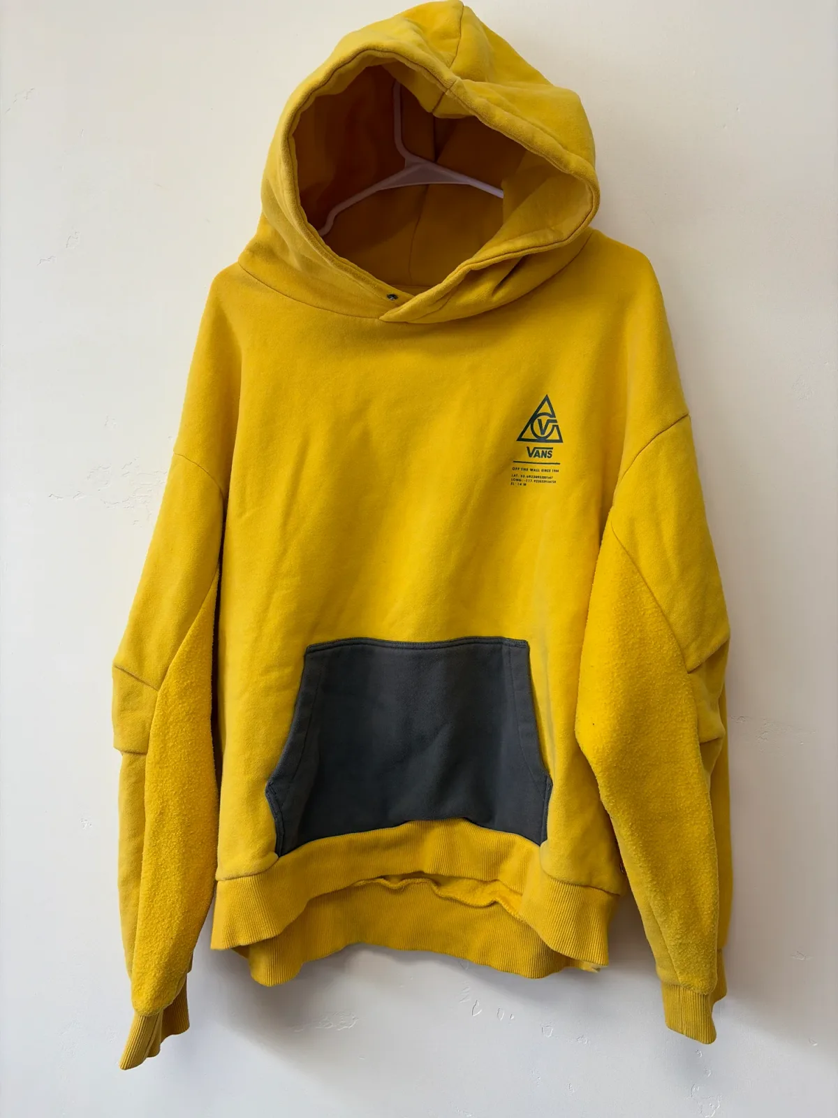 Vans 66 Supply Hoodie Yellow Grey Kangaroo Pocket Pullover Sweatshirt Xtra Large photo 2
