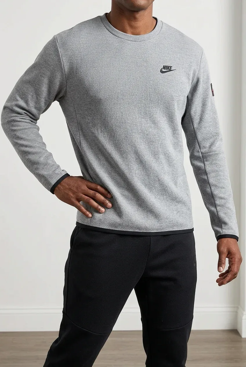 Nike Mens Tech Fleece Crewneck Sweatshirt Heather Gray Pullover
