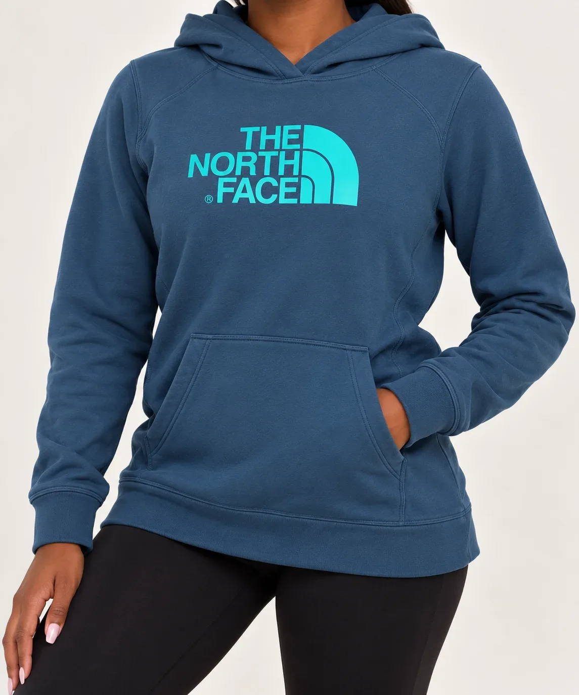 The North Face Women's Half Dome Logo Pullover Hoodie Size Medium Teal Blue