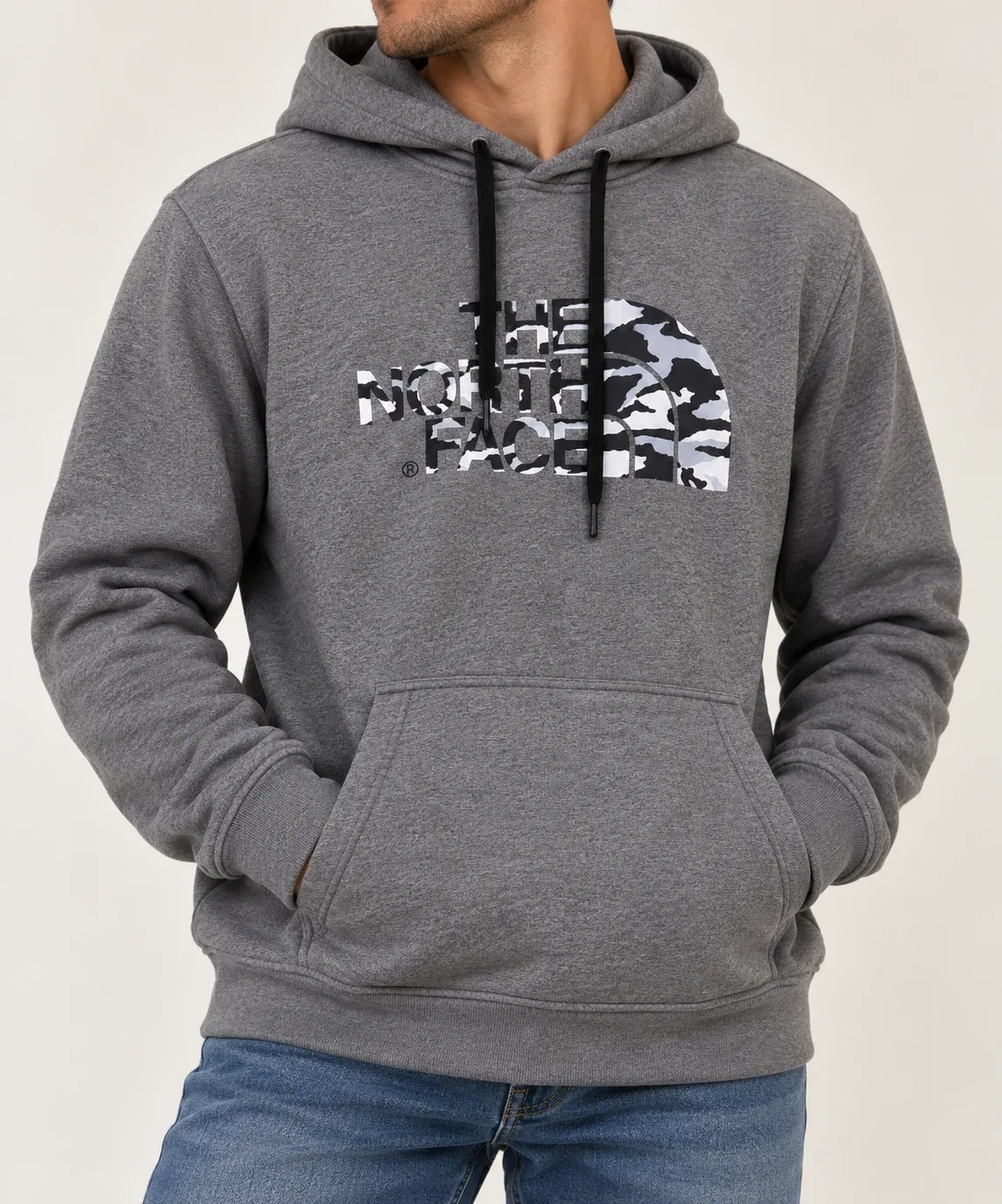 The North Face Men's Camo Half Dome Logo Pullover Hoodie Size XL Gray