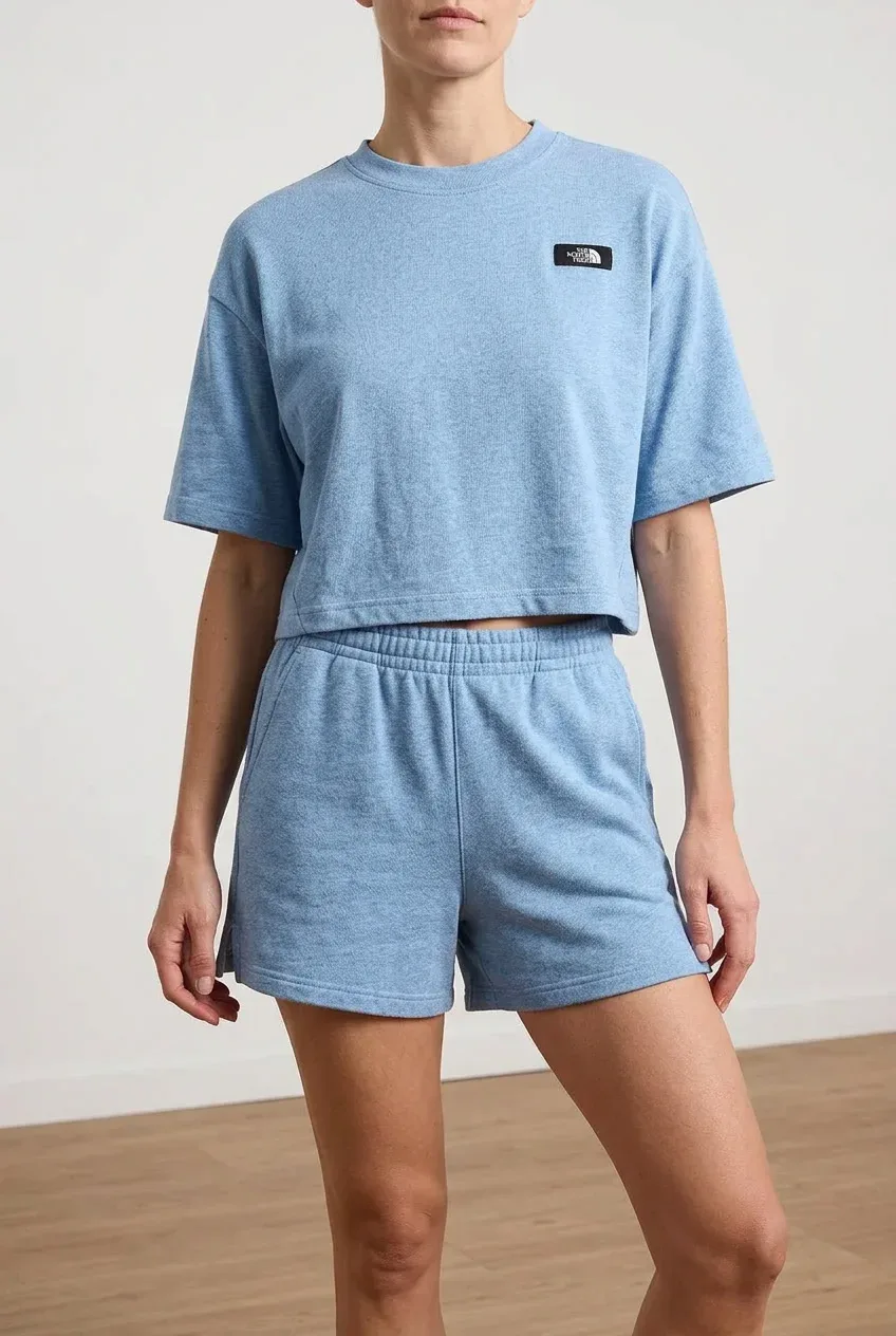 The North Face Women's Evolution Simple Dome Cropped T-Shirt in Periwinkle Blue