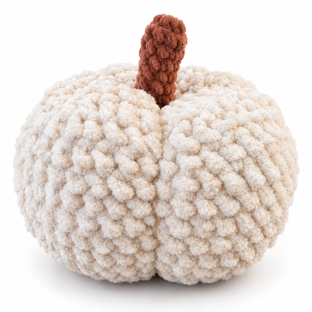 Medium Handmade Cream Plush Pumpkin – Cozy Fall Decor