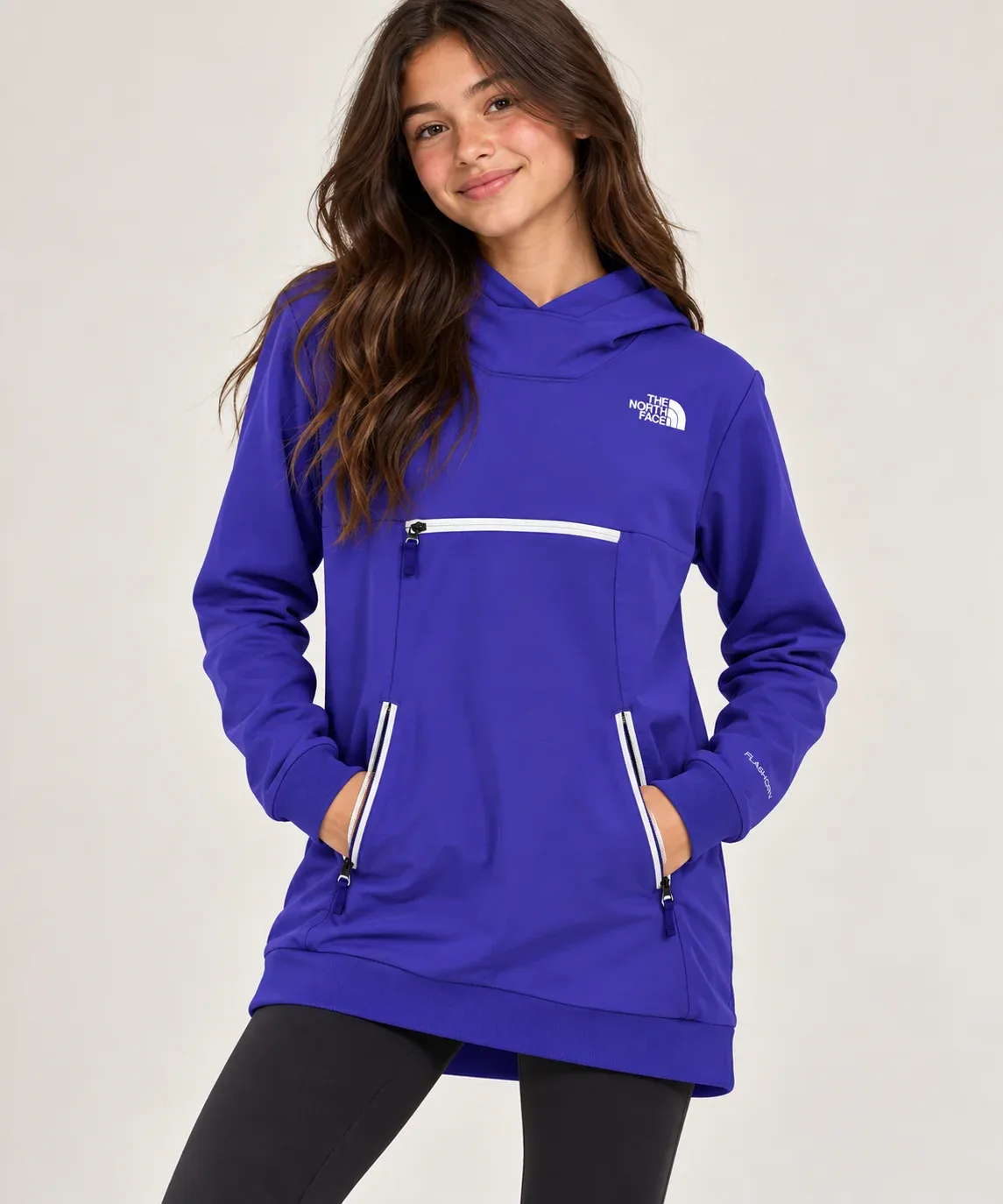 The North Face Girls' Tekno Pullover Hoodie Size XL (18) Purple FlashDry Tunic