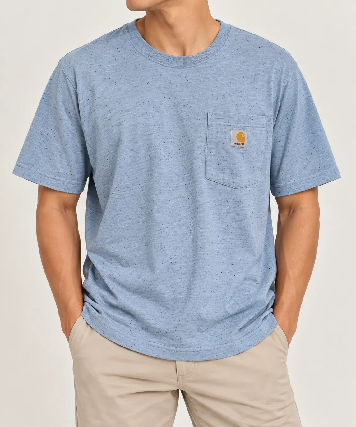 Carhartt K87 Loose Fit Heavyweight Pocket T-Shirt, Light Blue Speckle, Men’s M