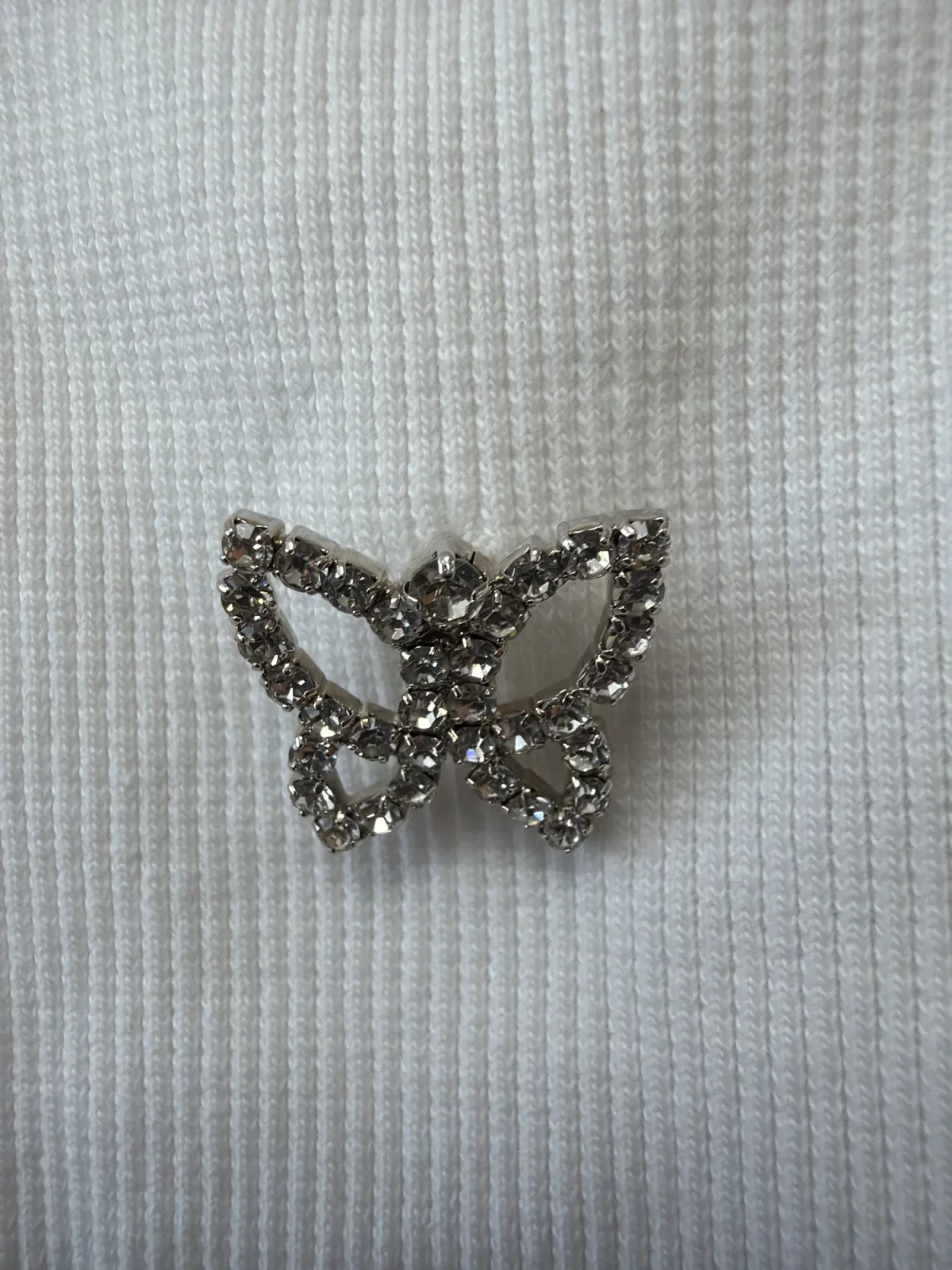 Zara Y2K Ribbed Tank Top with Rhinestone Butterfly Details photo 4