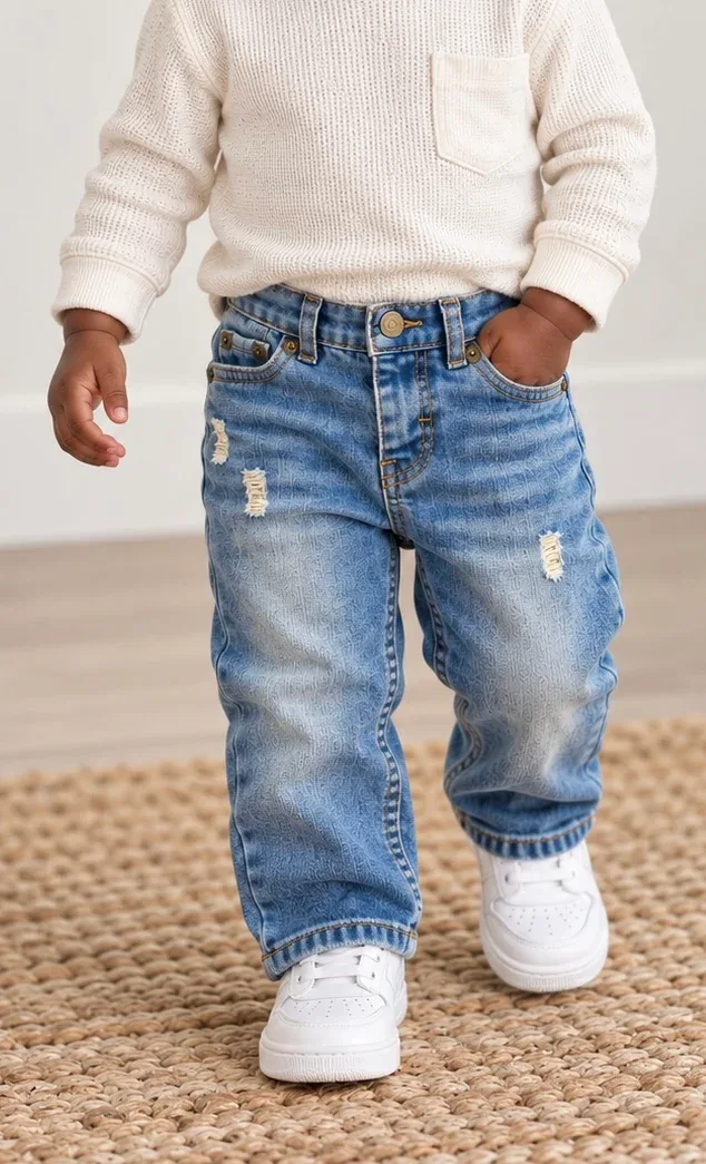Levi’s Toddler Boys 514 Straight Distressed Knit Waist Jeans - Medium Wash, Size 18M