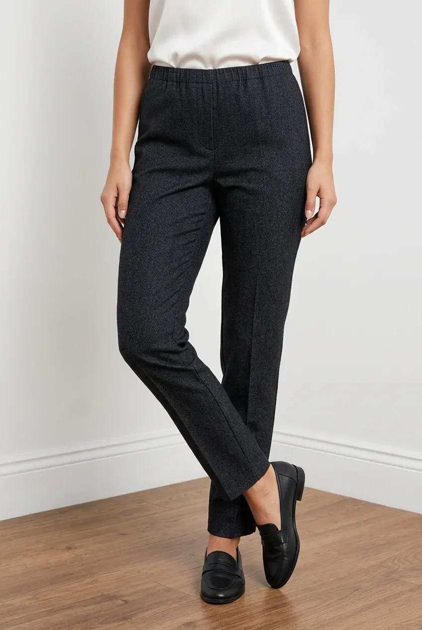 Eileen Fisher Dark Wash Organic Cotton Stretch Pull-On Denim Pants sz M