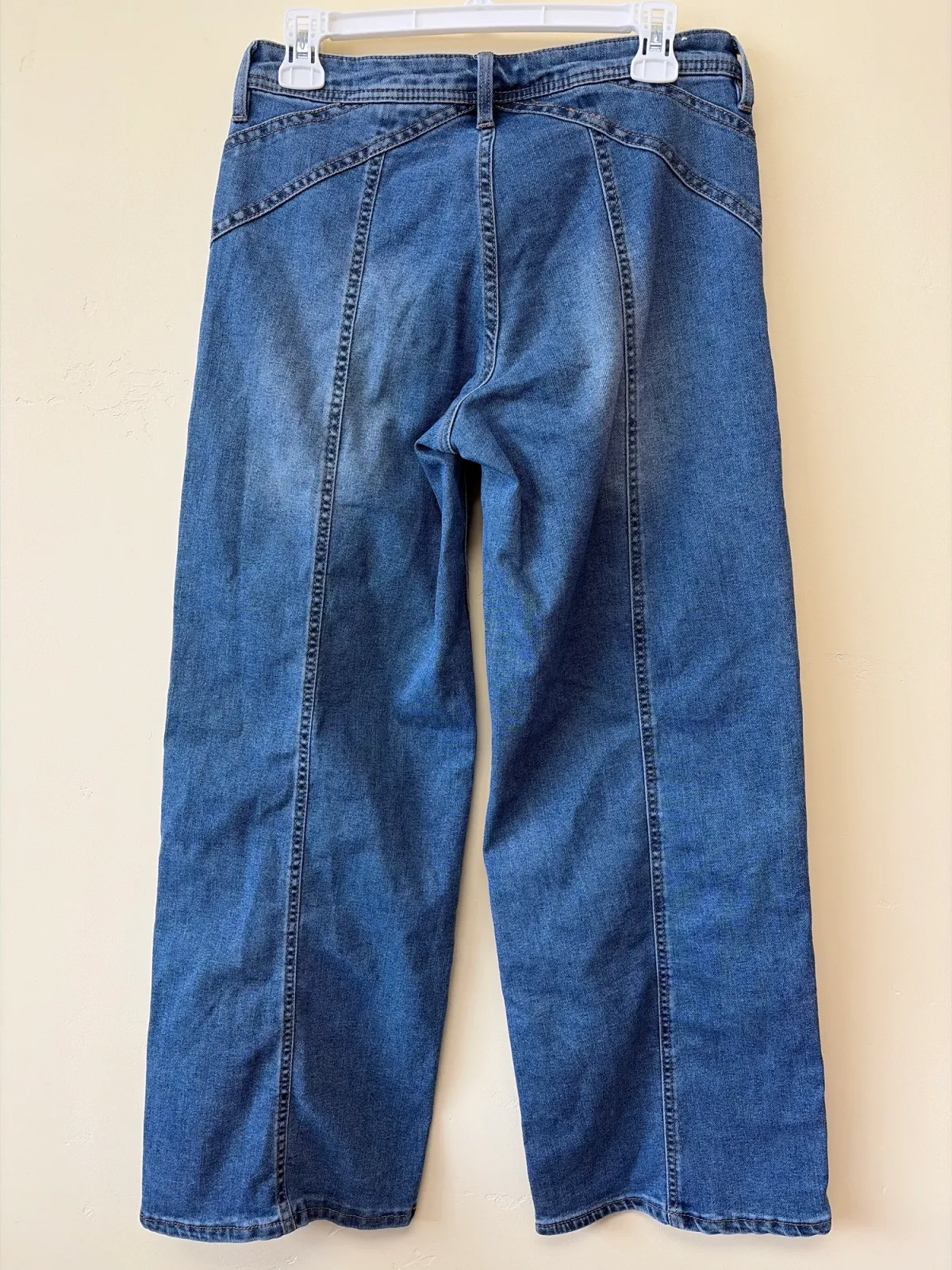 Blue Spice Wide Leg Jeans Medium Wash Front Seam Detail Denim photo 3