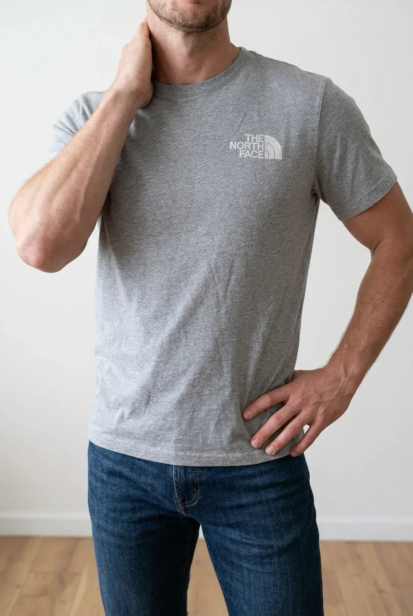 The North Face Men's Heather Grey Graphic Short Sleeve T-Shirt — Size Small
