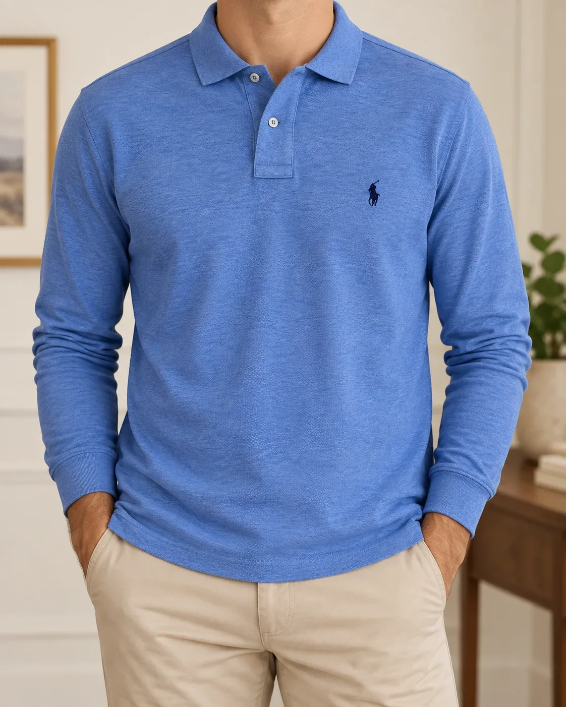 Polo Ralph Lauren Men's Custom Slim Fit Long-Sleeve Polo Shirt — Size Small