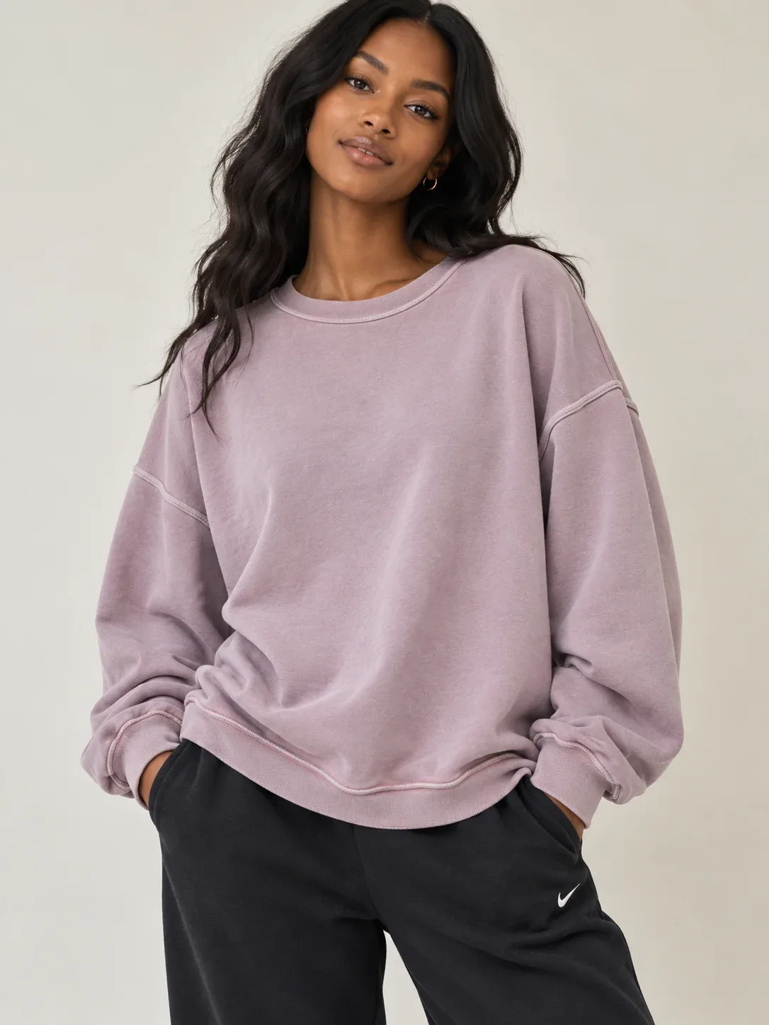 Aerie Always and Forever Real Oversized Crewneck Sweatshirt Mauve Pink - Women's Size M