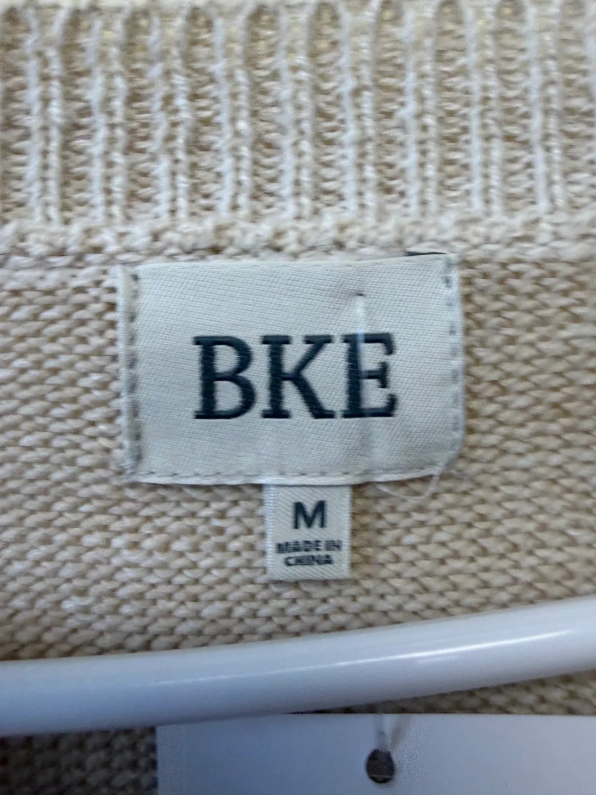 BKE Distressed Patchwork Mixed Knit Button Front Cardigan Sweater Neutral Colorblock - Women's Size M photo 4