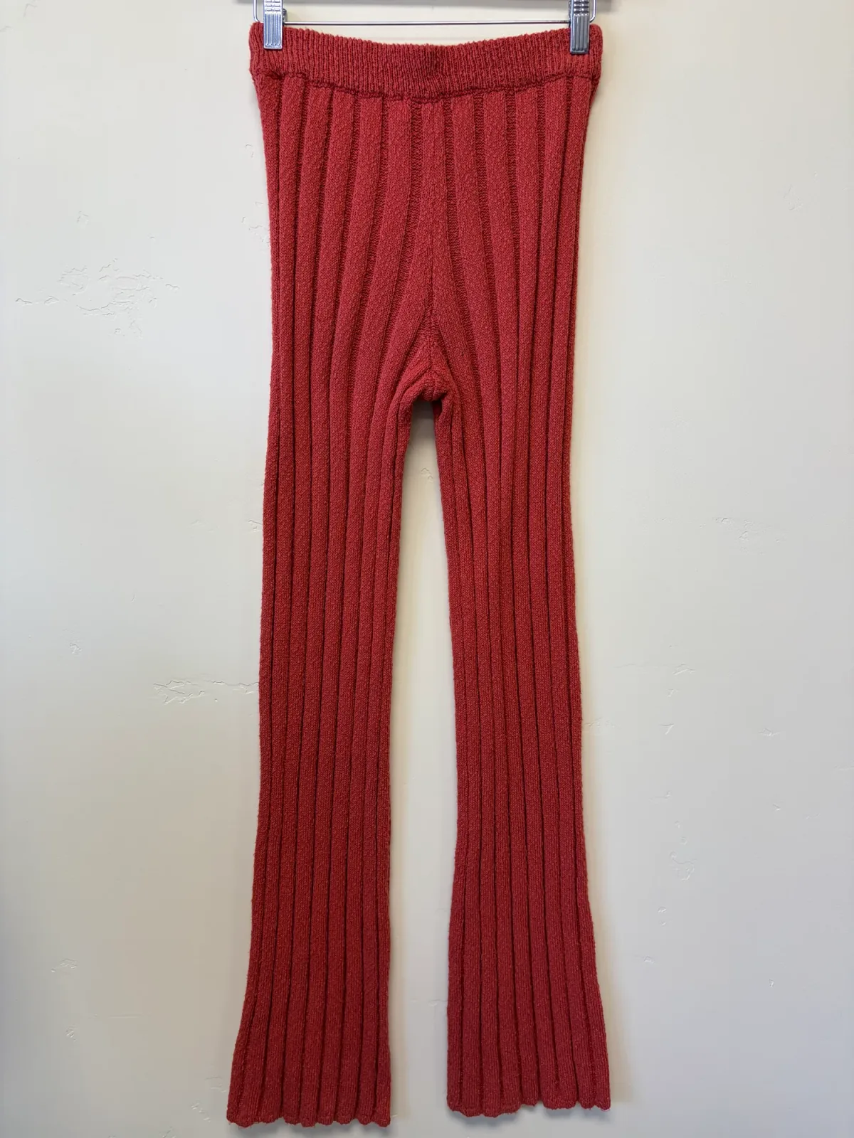 Free People FP Beach Wide-Ribbed Knit High-Rise Flare Lounge Pants - Women's Size XS photo 3