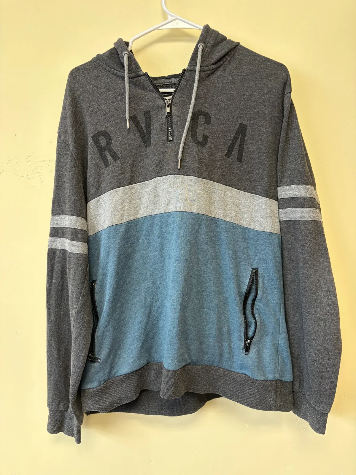 RVCA Mens Graphic Colorblock 1/4 Zip Pullover Hoodie Sweatshirt Multi photo 4