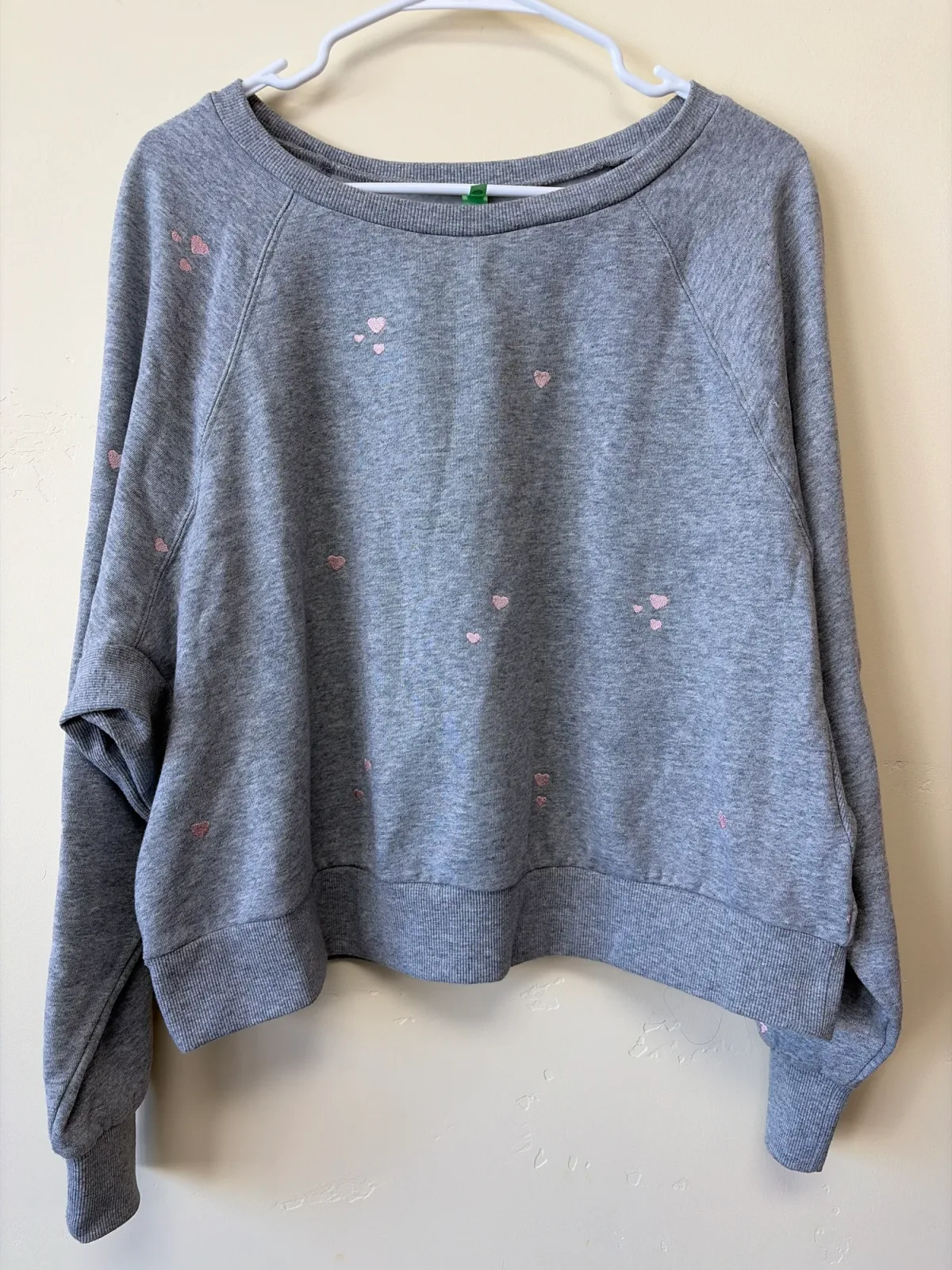 Honeydew Intimates Over The Moon Heather Grey Pink Embroidered Heart Sweatshirt photo 2