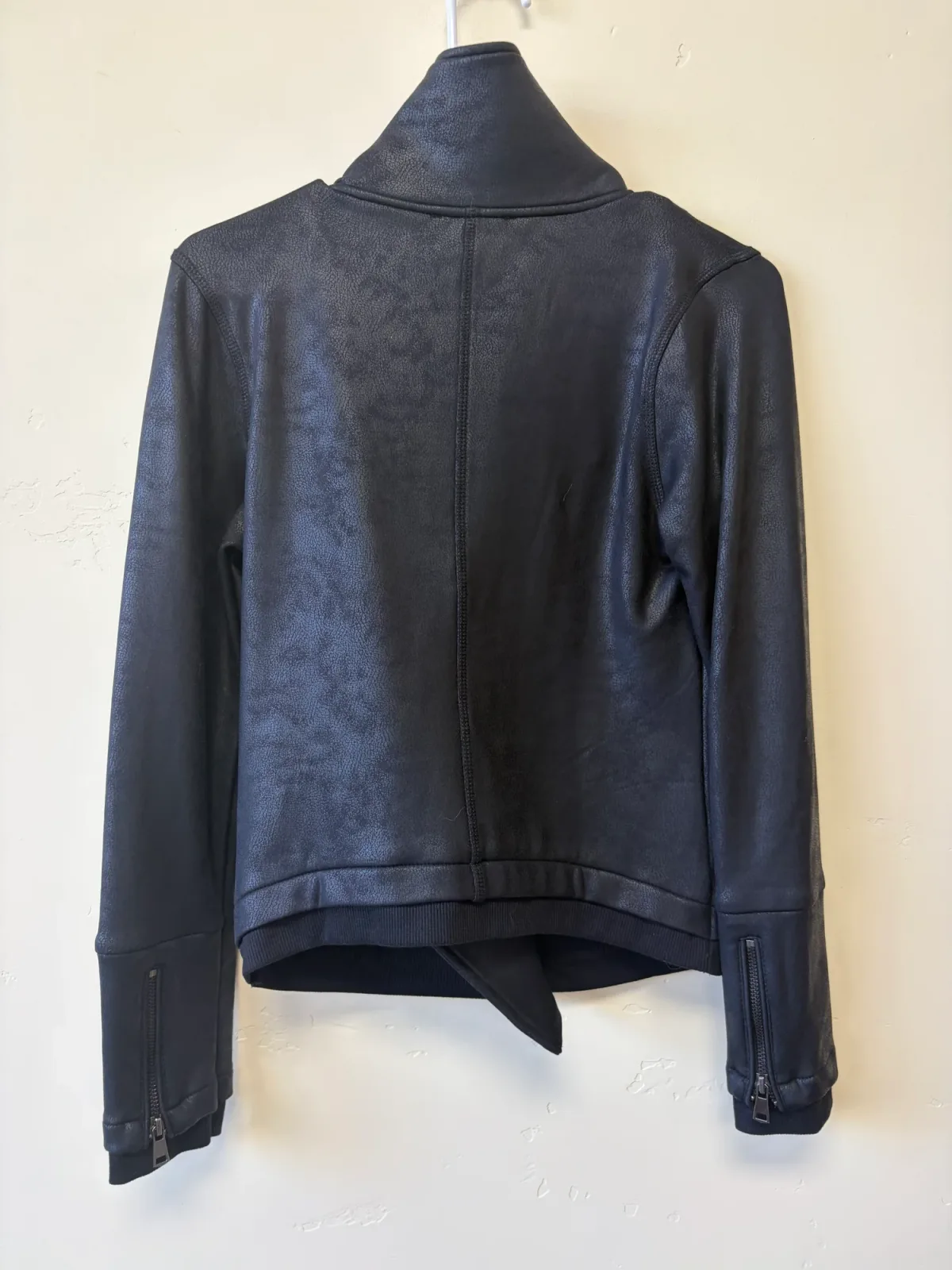 Böhme Women’s NWT Asymmetric Faux Leather Moto Jacket - Textured Black, Size Small photo 3