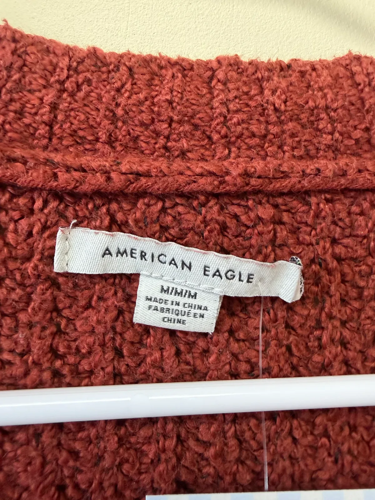 American Eagle Women's Rust Red V-Neck Button-Front Cardigan Sweater Size M photo 4