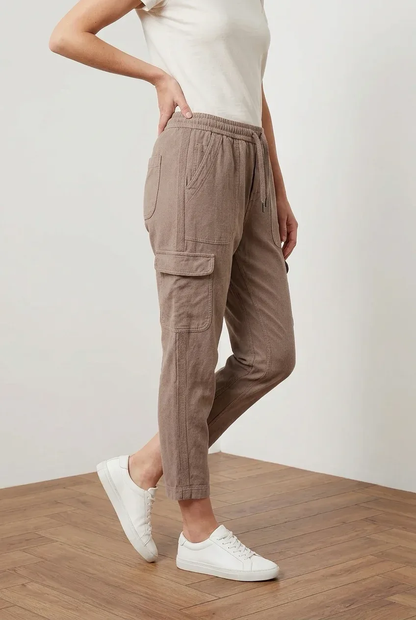 Athleta Women's Silt Taupe Farallon Organic Cotton Cargo Crop Pants — Size 4