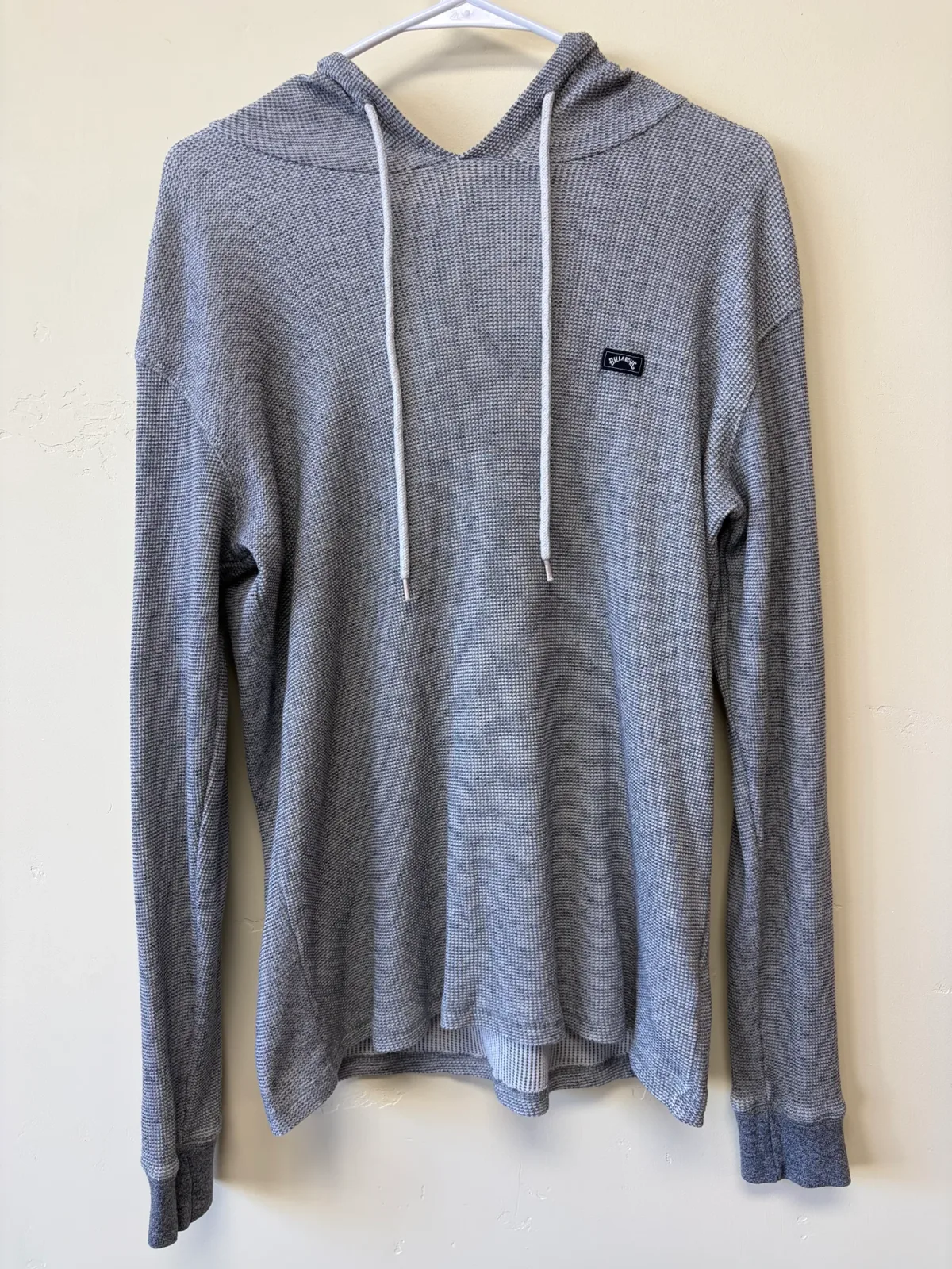 Billabong Men’s Keystone Waffle Knit Pullover Hoodie - Heather Gray/White, Size Small photo 2