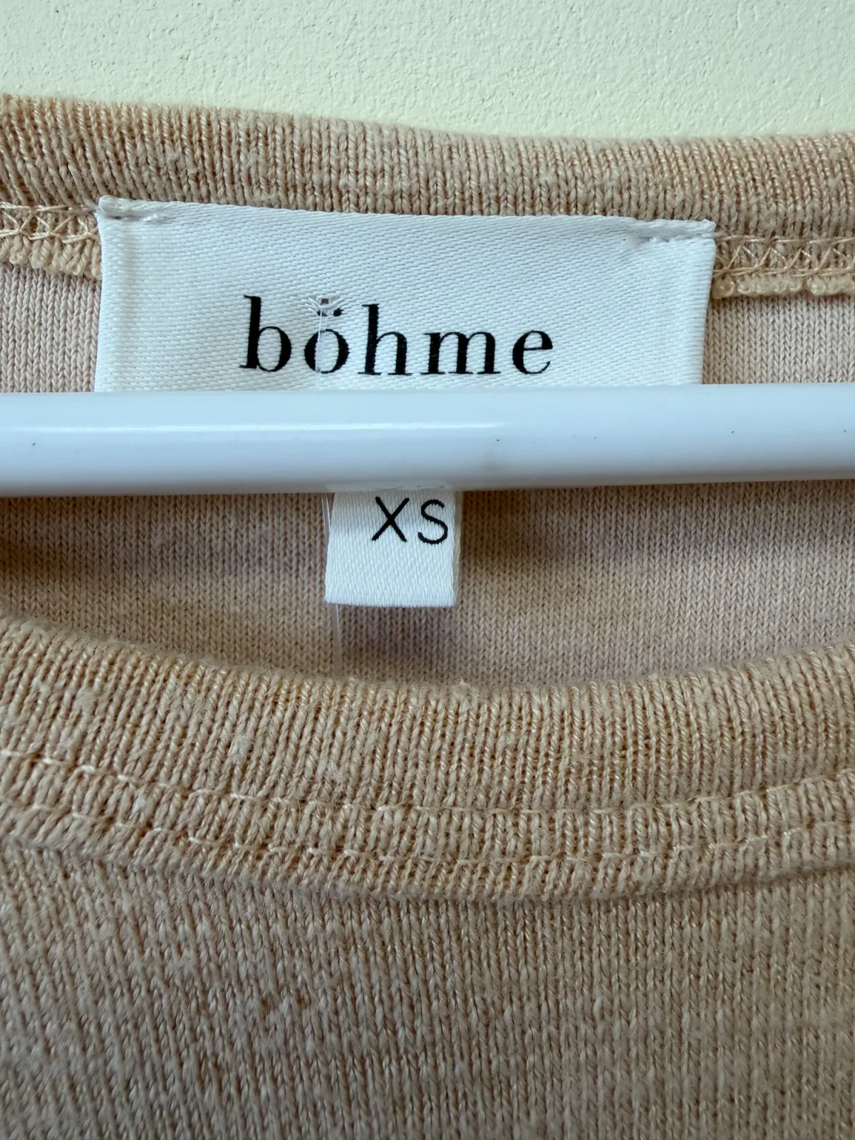 Böhme Women's Blush Pink Beige Mixed Media Patchwork Sweatshirt Thumbholes Size XS photo 4