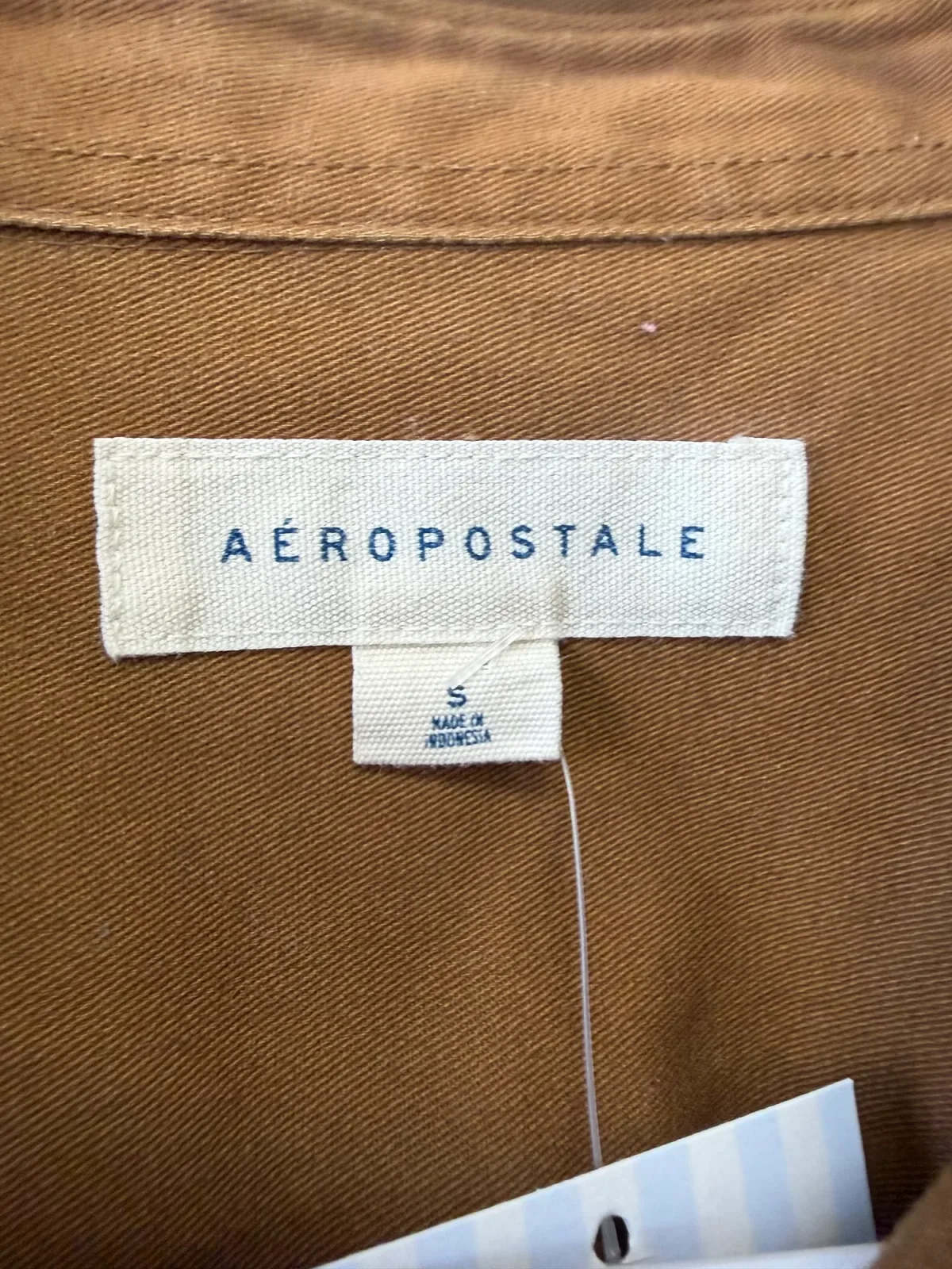 Aéropostale Men’s Canvas Utility Button-Down Shirt Jacket - Saddle Brown, Size Small photo 4