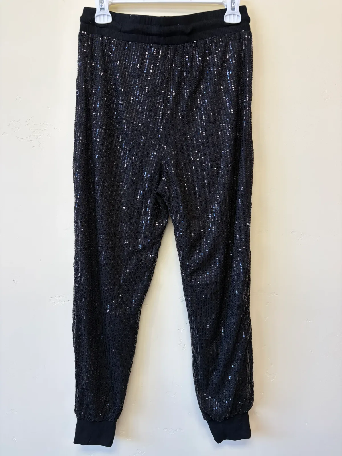 Saints & Hearts Black Sequin Jogger Pants Women's Size Medium VGUC photo 3