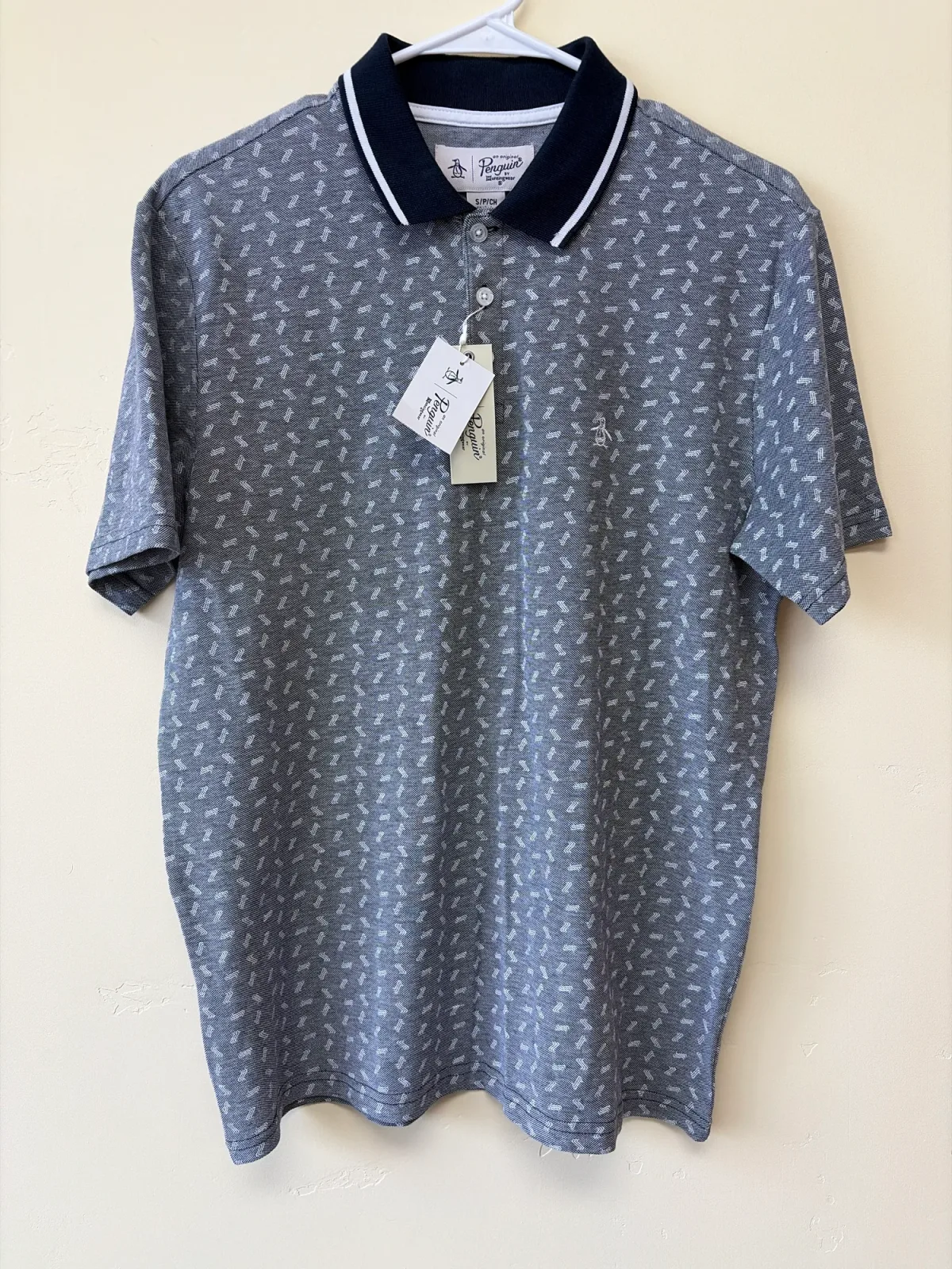 NWT Original Penguin Men's All-Over Geometric Print Polo Shirt - Small photo 2