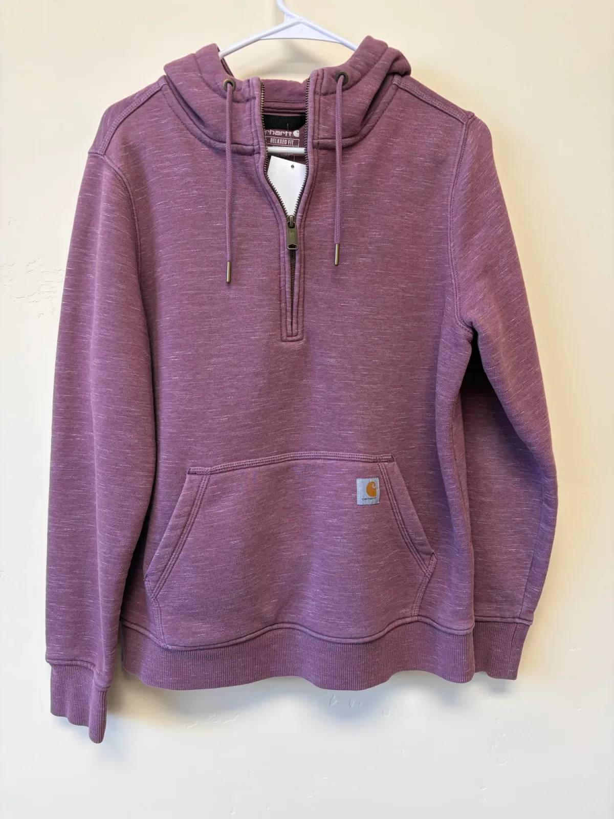 Carhartt Clarksburg Relaxed Fit Quarter Zip Hoodie Plum Purple Heather Fleece Sweatshirt - Women's Size M photo 2