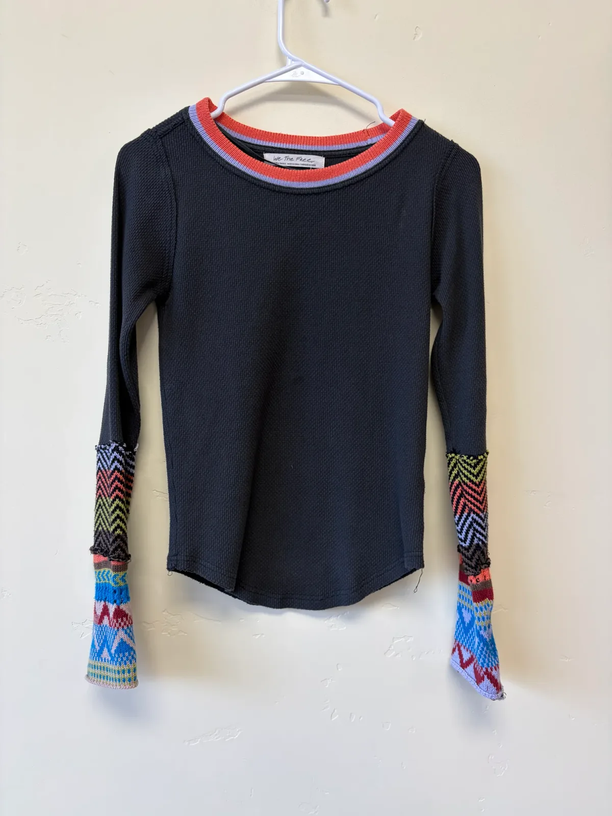 Foto 2 de Free People We The Free "On My Way" Thermal Top, Charcoal Black, Size XS