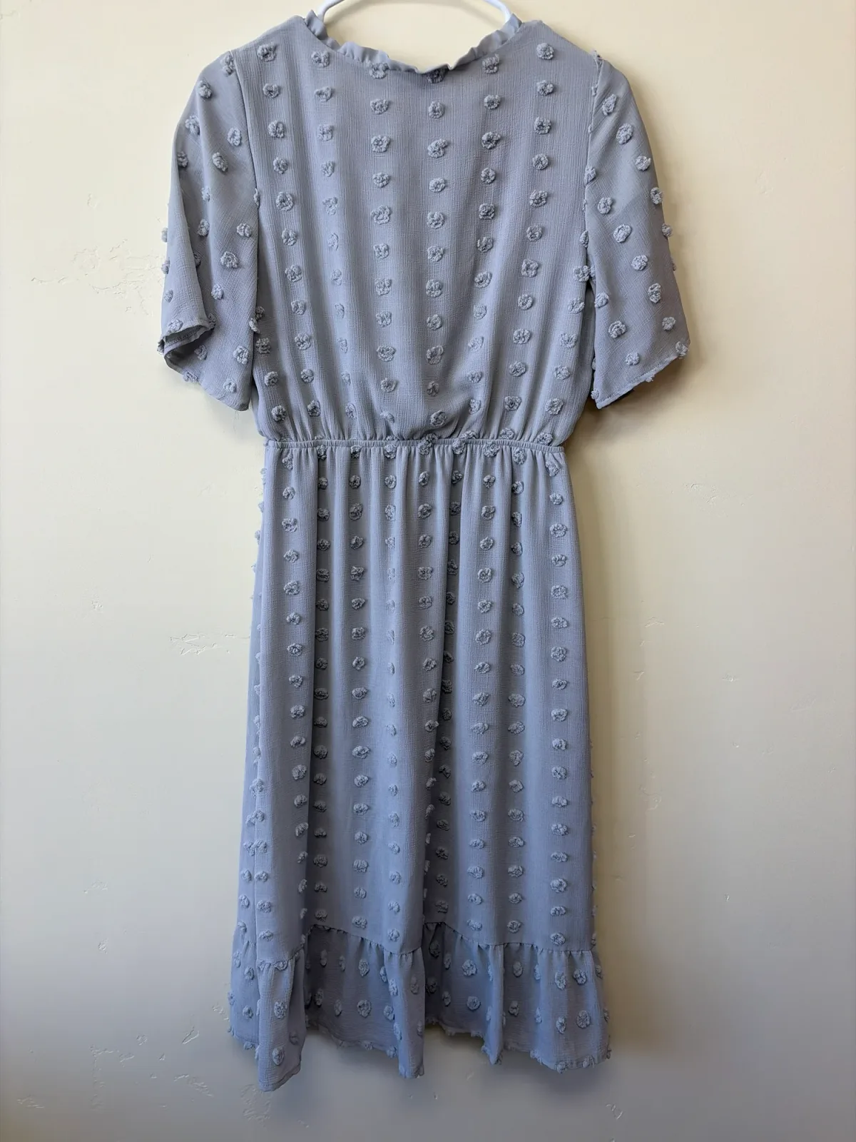Polagram Swiss Dot Ruffle-Trim V-Neck Mini Dress - Size Small photo 3